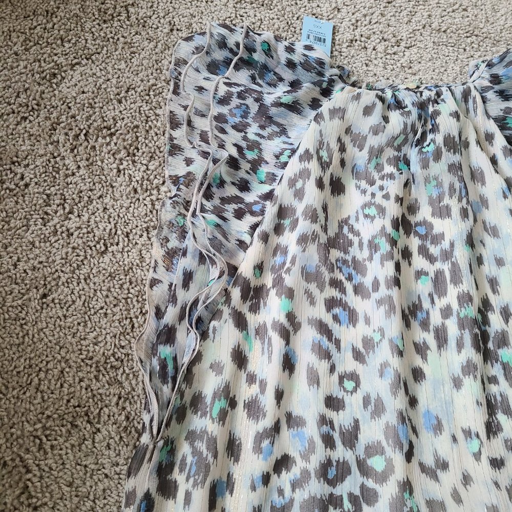 Metallic Ruffle Leopard Print Blouse - Picture 9 of 14